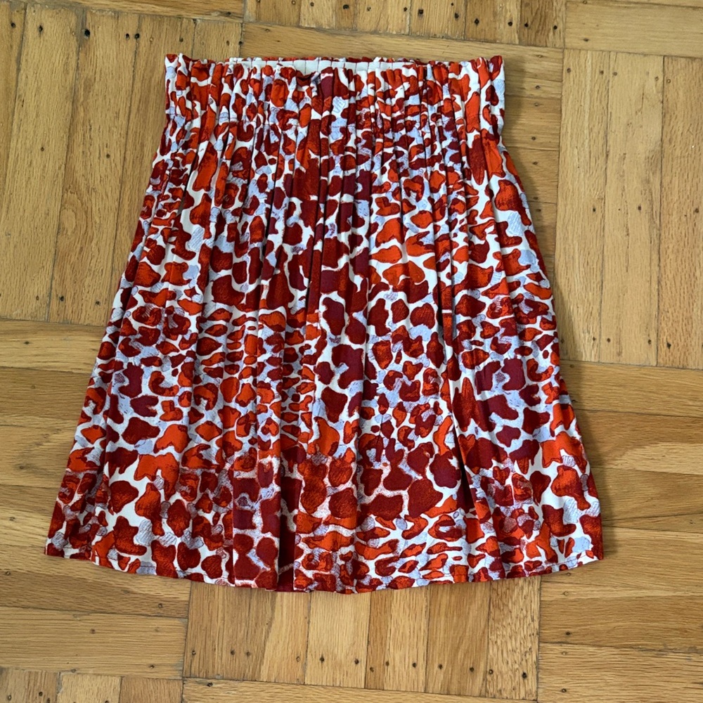 Orange Leopard Print Pleated Skirt
